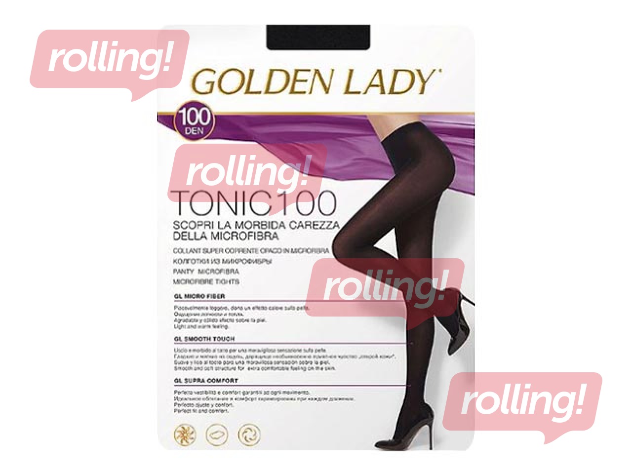 Колготки женские, Тоника, Golden Lady, 100 ден, Nero, 2 размера.