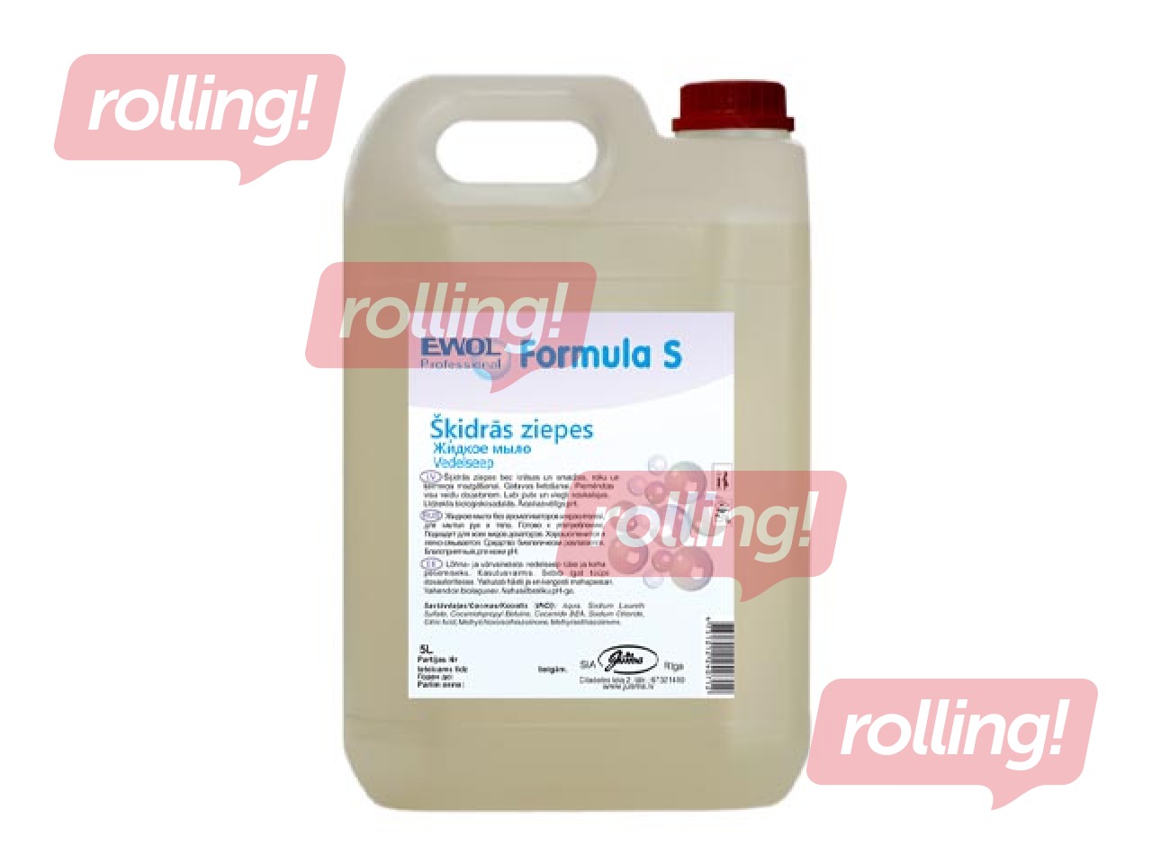 Liquid soap Ewol Professional Formula S, free of colorants and fragrances, 5l