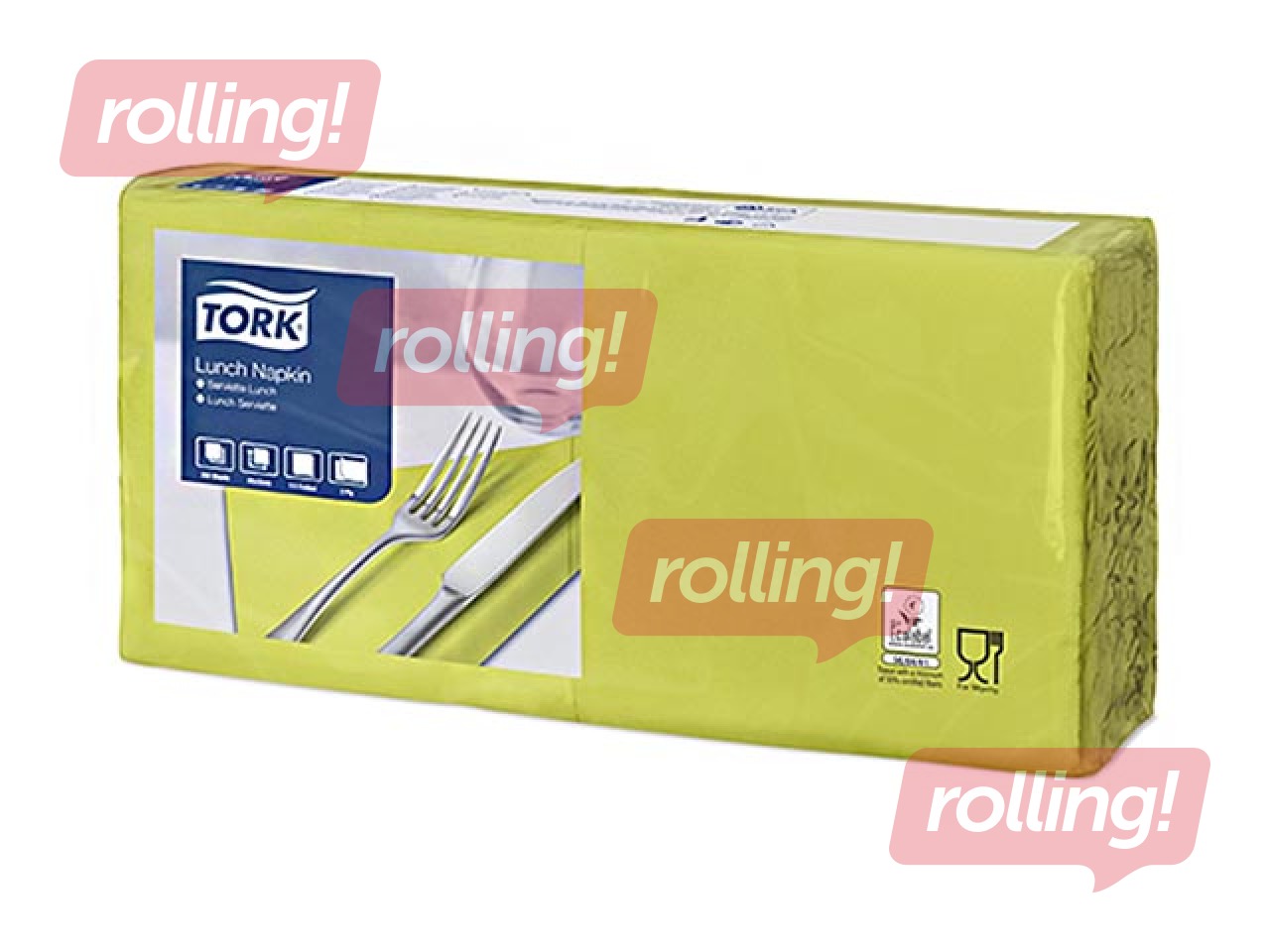 Салфетки Tork 33x33 см, 150 шт, 3 слоя, салатовый