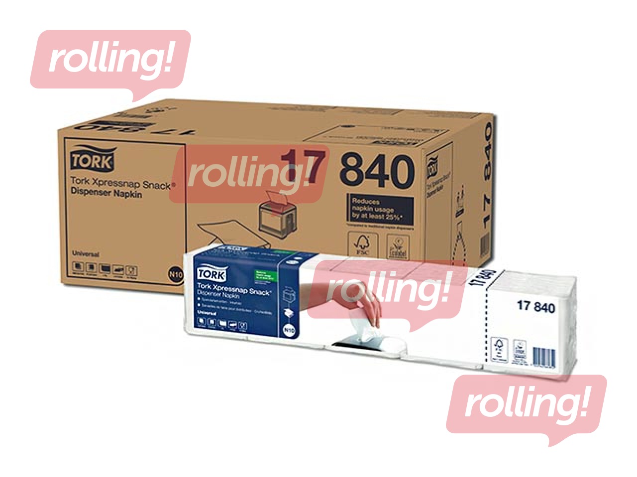 Napkins Tork Xpressnap Snack N10, 5 pack, 1 ply, white