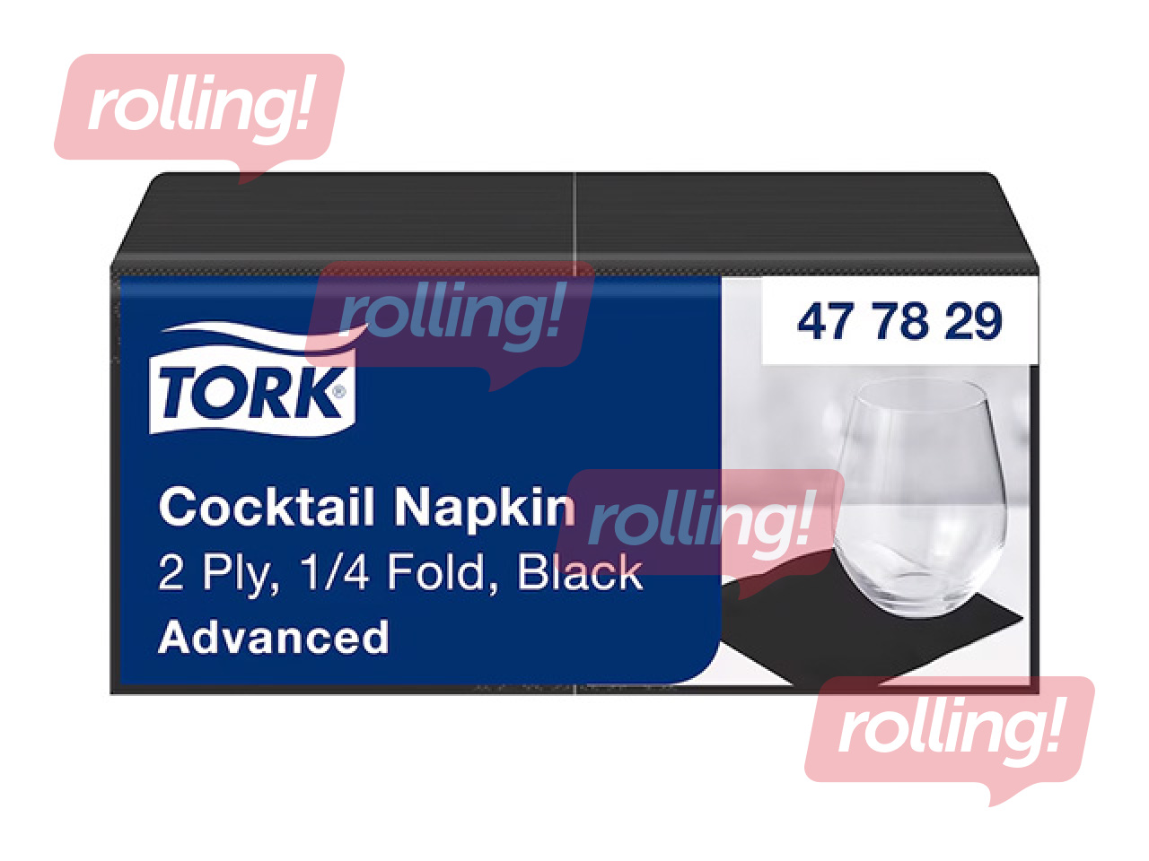 Napkins Tork, 2-ply, black, 24x24cm, 200 pcs.