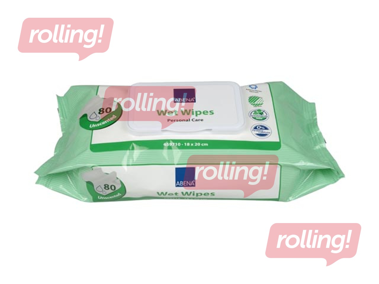 Niisked salvrätikud isiklikuks hügieeniks aloe Abenaga, korgiga, 18 x 20 cm, 80 tk.