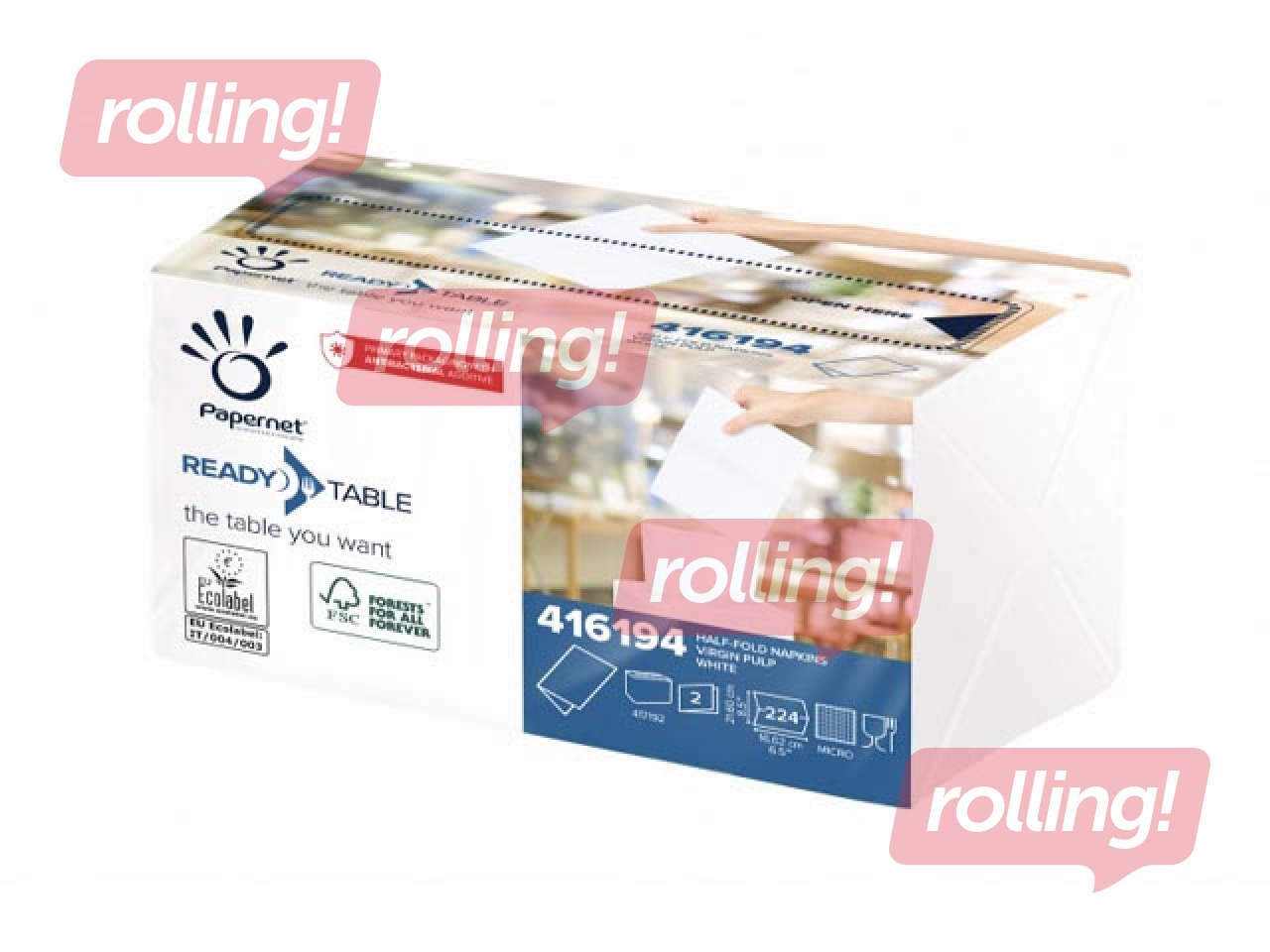 Lauasalvrätikud Papernet, INTERFOLD, valged, 1 pakk, 16.5cm x 21cm