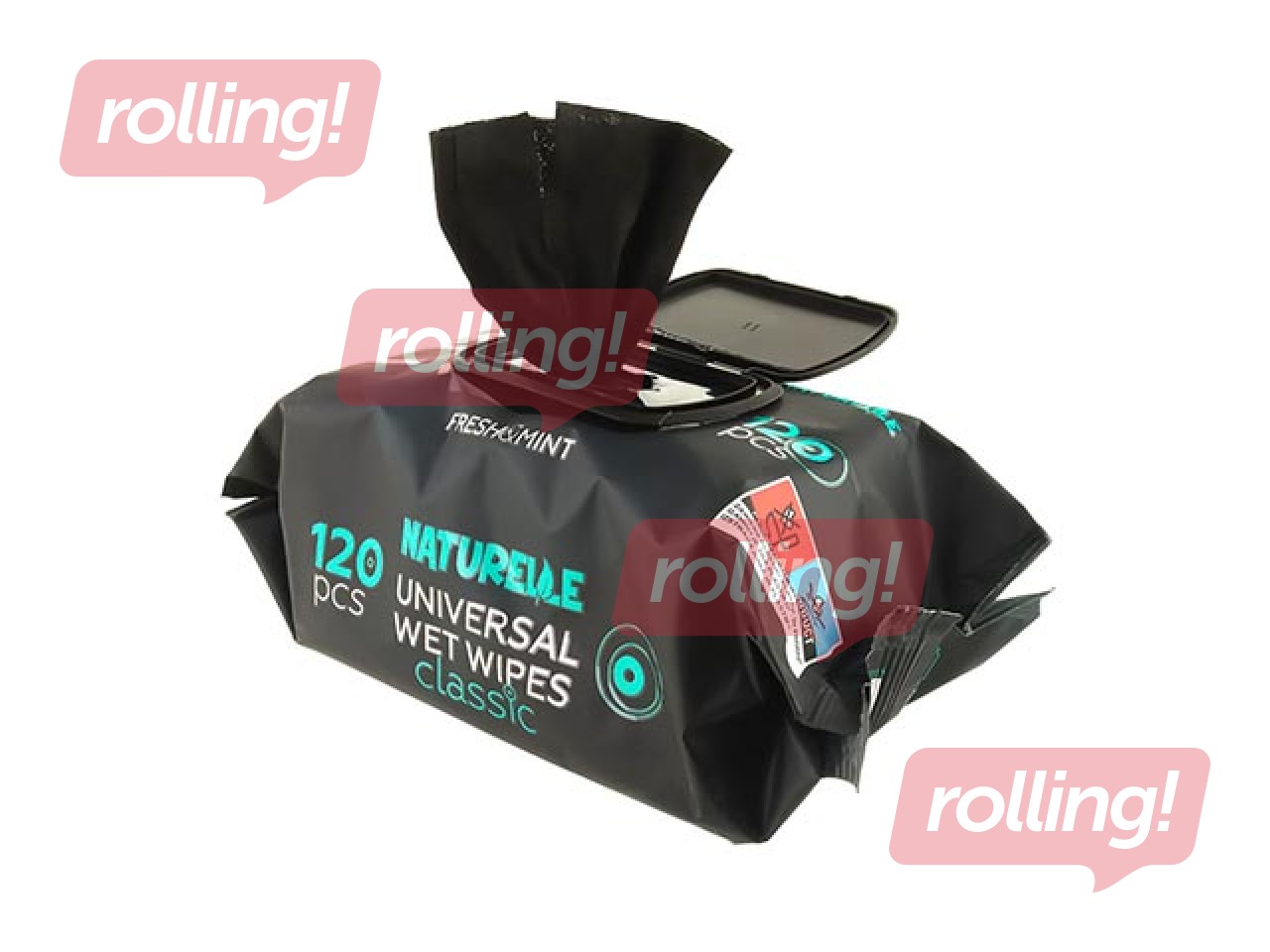 Мокрые салфетки, Naturelle, универсальные, черные, 120 шт.