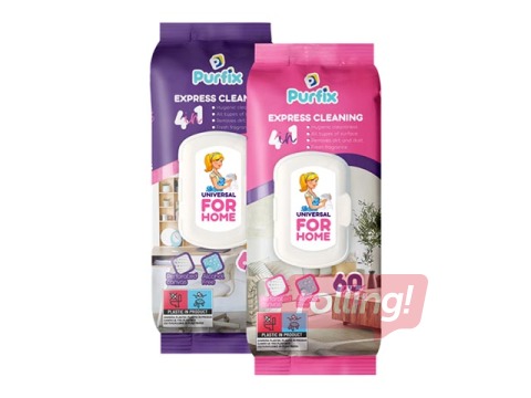 Wet Wipes, Purfix, for Surfaces, Universal, 60 pcs.