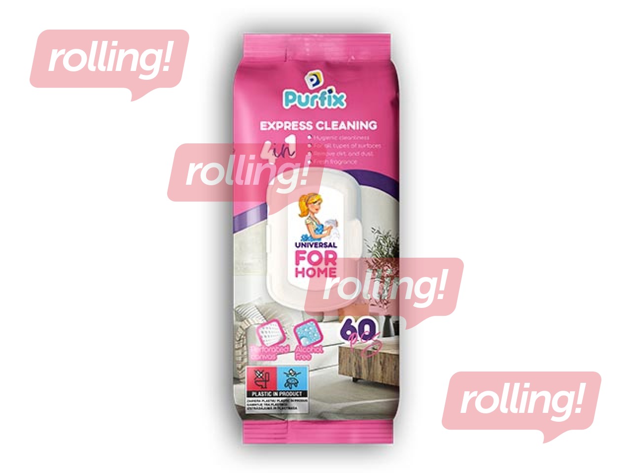 Wet Wipes, Purfix, for Surfaces, Universal, 60 pcs.