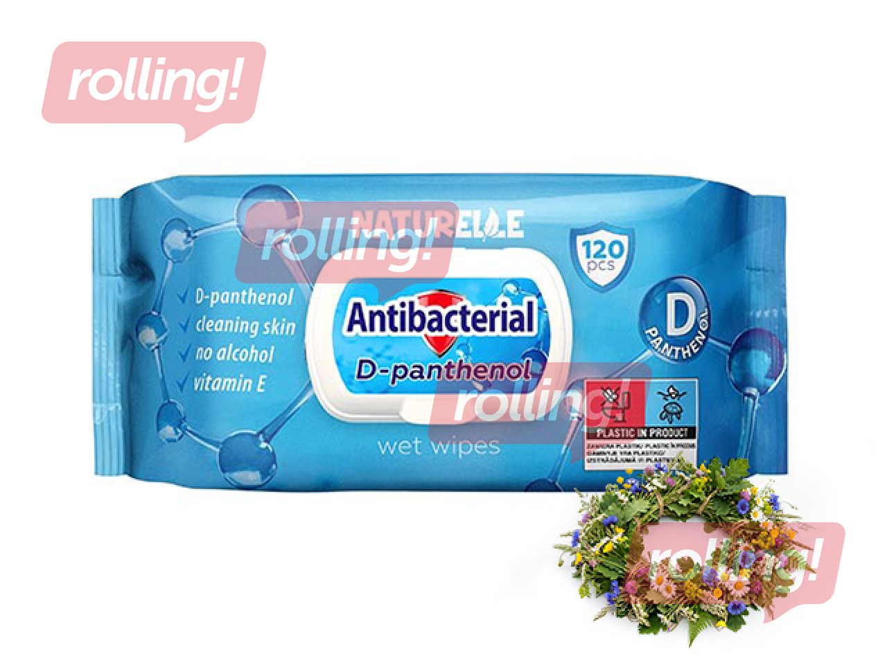 Niisked salvrätikud, Naturelle, Antibacterial, D-pantenooliga, 120 tk. +Jaanipäeva kingitus!