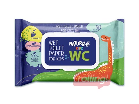 Niiske tualettpaber, Naturelle Kidz, lastele, aaloe- ja kummeliekstraktiga, 50 tk.