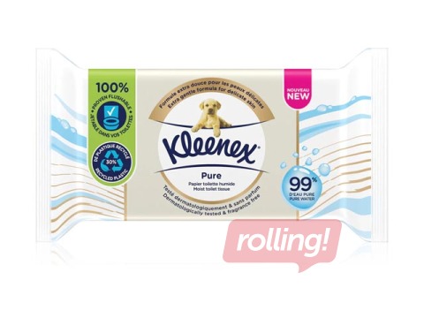 Влажная туалетная бумага Kleenex, Pure, 38 шт.