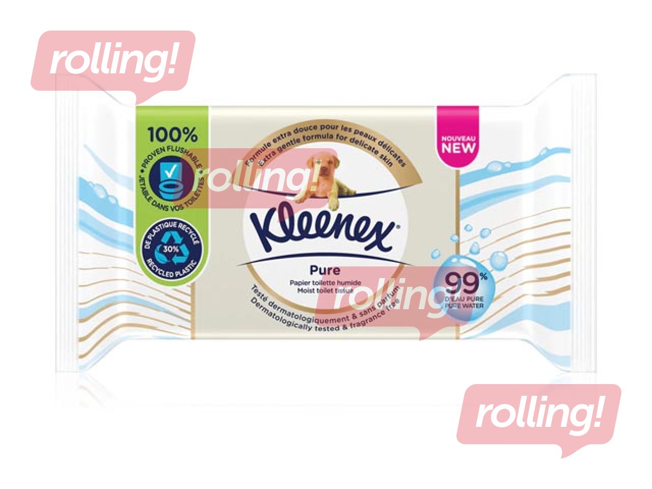 Влажная туалетная бумага Kleenex, Pure, 38 шт.