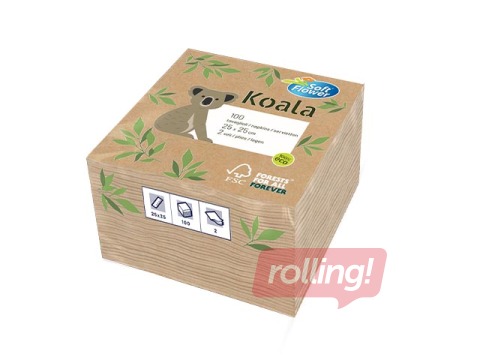 Koala Soft Flower napkins, 25×25 cm, kraft, 100 pcs.