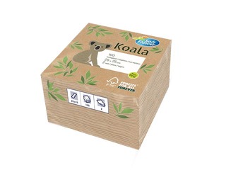 Salvetes Koala Soft Flower, 25x25 cm, kraft, 100 gab.
