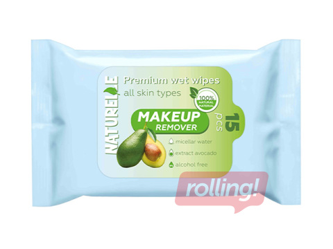 Niisked salvrätikud meigi eemaldamiseks, Naturelle, mitsellaarvee ja avokaadoekstraktiga, 15 tk✅ EN