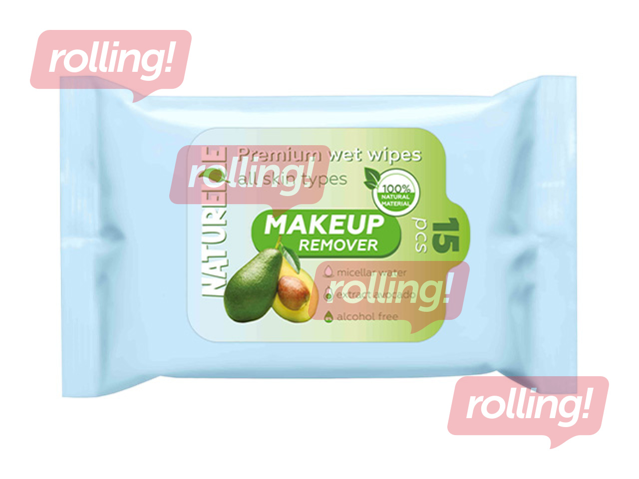 Влажные салфетки для снятия макияжа, Naturelle, с мицеллярной водой и экстрактом авокадо, 15 шт.