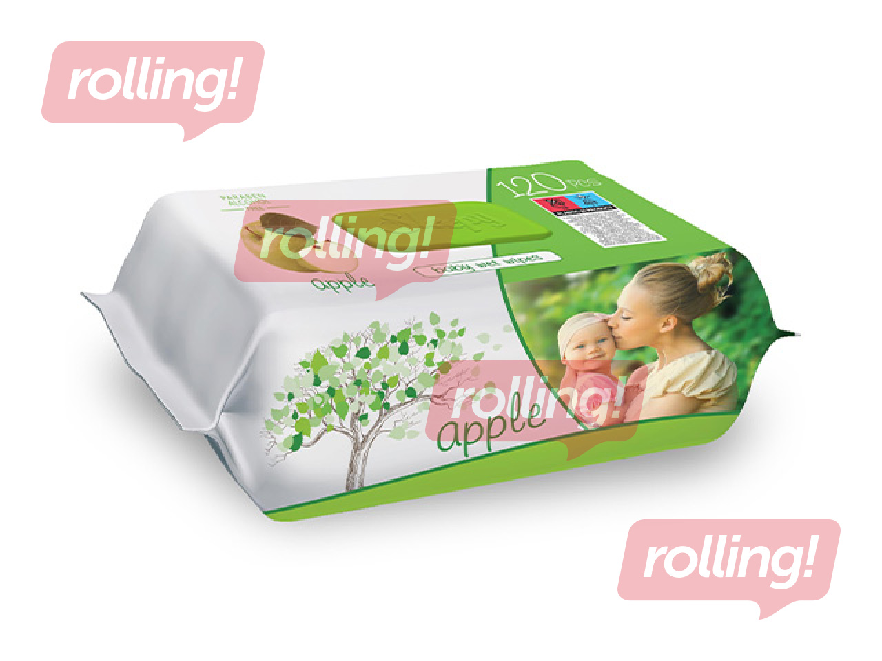 Niisked salvrätikud Sleepy, Õun, 120 tk