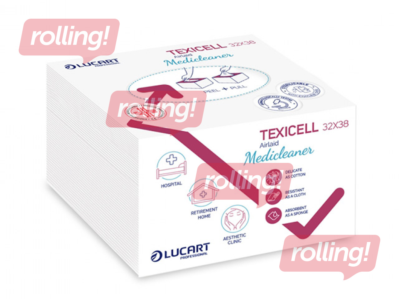 Многоразовые салфетки Lucart, Texicell, Medicleaner, белые, 32×38cm, 60шт