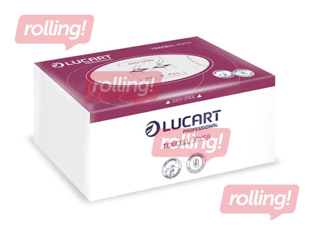 Salvetes Lucart Texicell, atkārtoti lietojamas, baltas, 38×58cm, 96 loksnes, 1 paciņa