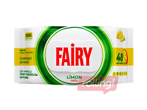 Влажные салфетки для уборки Fairy Lemon, 100шт