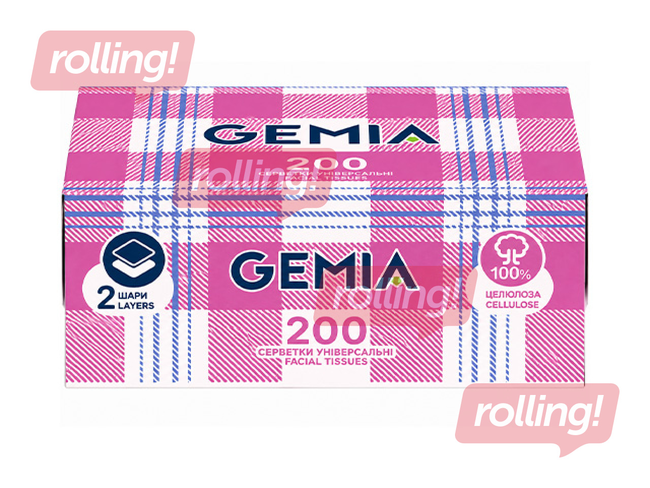 Kosmeetilised salvrätikud Gemia, 2 kihti, 200tk, valged