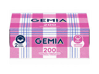 Косметические салфетки Gemia, 2 слоя, 200шт., белые