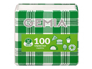 Салфетки Gemia, 21x21см, 100шт., белые