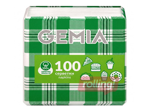 Salvrätikud Gemia, 21x21cm, 100tk, valged
