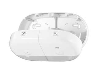 Tualettpaberi hoidik rullides Tork SmartOne Twin Mini T9, plastik, valge