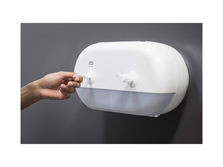 Tualettpaberi hoidik rullides Tork SmartOne Twin Mini T9, plastik, valge