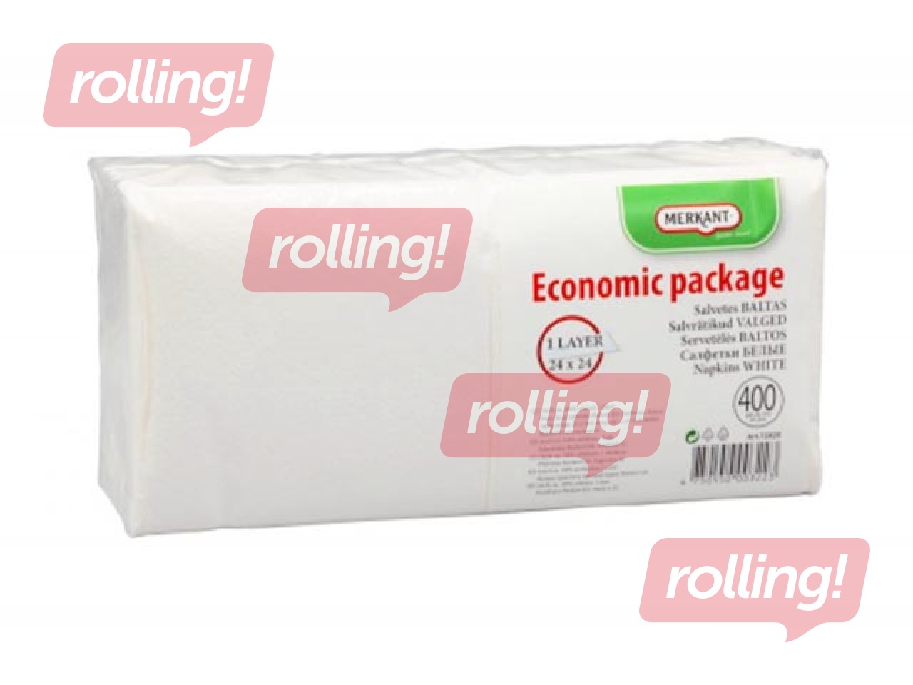 Salvrätikud,  ühekihiline, 24 x 24 cm, 400 tk, valge