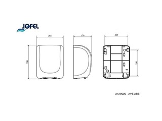 Электрическая сушилка для рук JOFEL AVE, Hepa фильтр, ABS, чёрный, 1400W