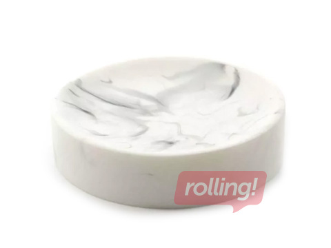 Soap dish Duschy Marble, light grey, Ø12cm