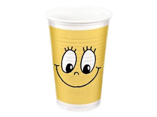 Plastic cups Smiling face, yellow, 200ml, 10 pcs.