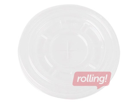 Transparent plastic caps with cross cut for straw, ø95mm, PET, 50pcs.