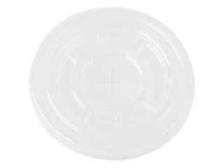 Transparent plastic caps with cross cut for straw, ø95mm, PET, 50pcs.