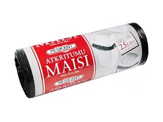 Garbage bags on roll Merkant, 25 l, 9 mic., 30 pcs, black
