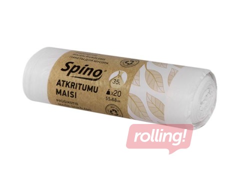 Prügikotid Spino, 35 L, 10 mic, 20 tk, valge