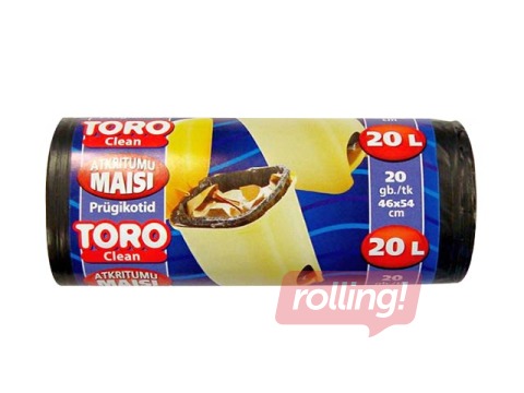 Prügikotid TORO, 20 l, 10 mic, 20 tk, must