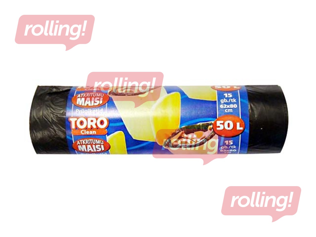 Prügikotid TORO, 50 l, 10 mic., 15 tk., must