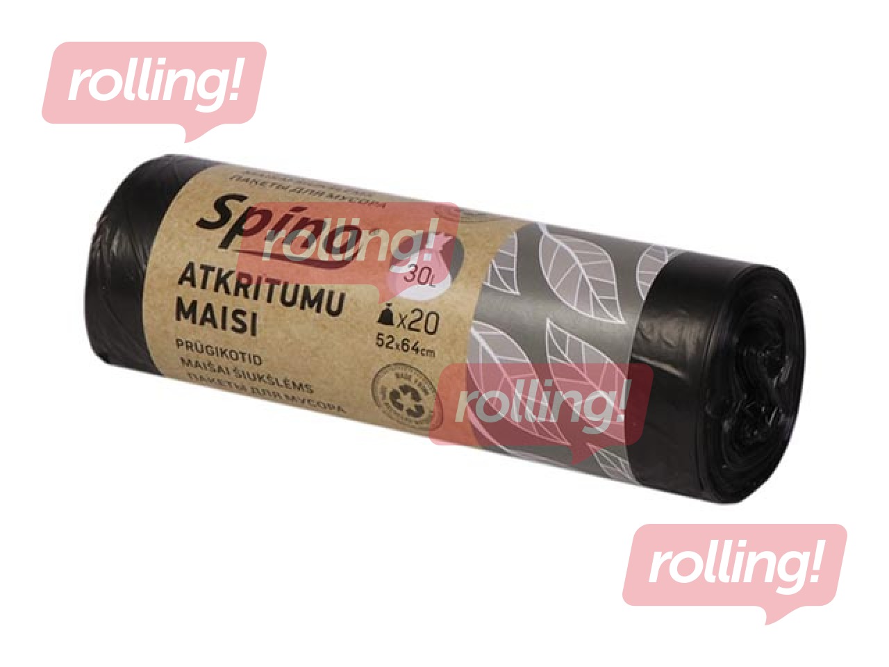 Prügikotid Spino, 30 l, 9 mic, 20 tk, must
