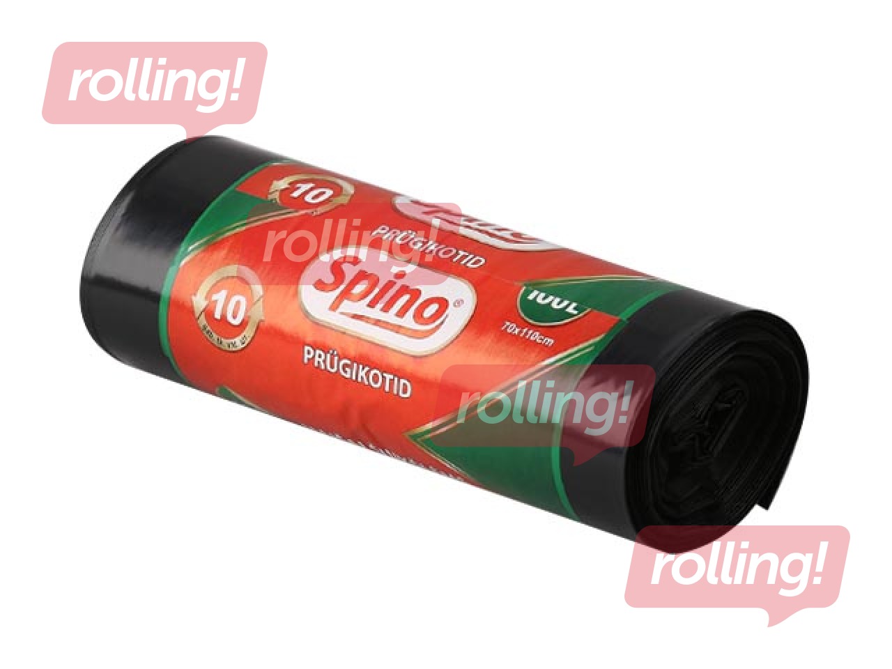 Prügikotid Spino, 100 l, 70x100cm, 33 mic., 10 tk, must