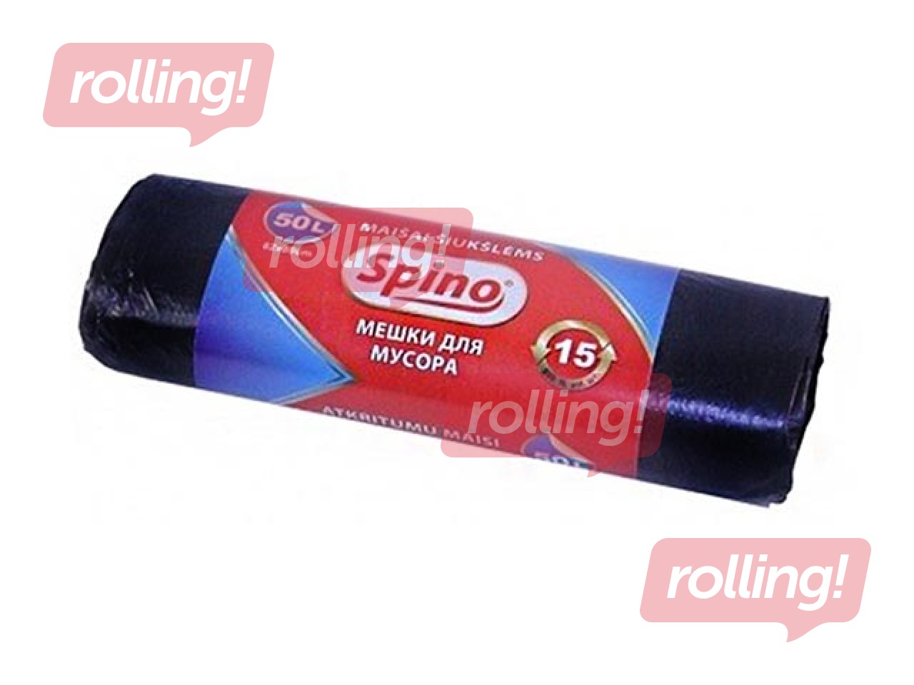 Prügikotid Spino, 50 l, 12 mic, 15 tk, must
