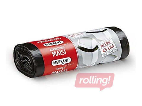 Garbage bags Merkant, 45 l, 12 mic., 20 pcs., black