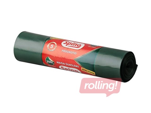 Prügikotid 250 l, LDPE, 60 mikronit, 5 tk, eriti vastupidavad, tumeroheline