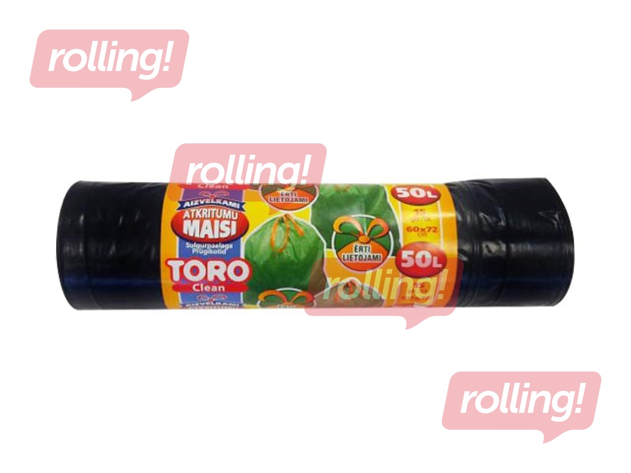 Prügikotid Toro, suletavad, 50 l, LDPE, 60 x 72 cm, 30 mikronit, 15 tk, must