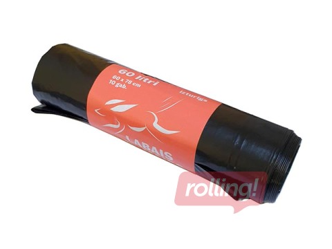 Prügikotid rullis Labais Maiss, 60 l, 33 mic., 10 tk., must