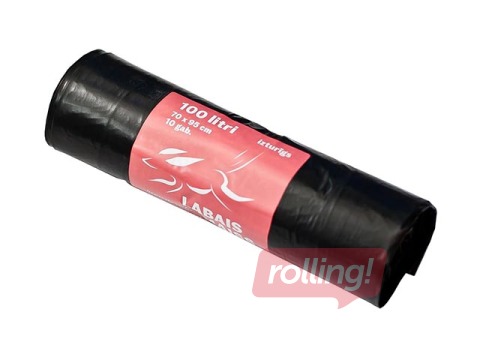 Prügikotid rullis Labais Maiss, 100 l, 33 mic., 10 tk., must