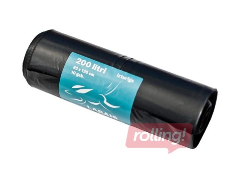 Garbage bag Labais Maiss, 200l, 40 mkr., 10 pcs., Black