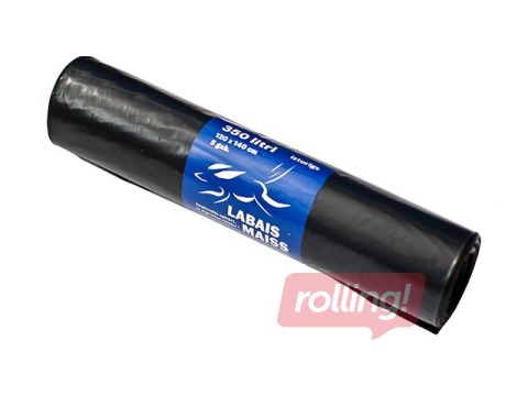 Garbage bag Labais Maiss, 350l, 50 mkr., 5 pcs., black