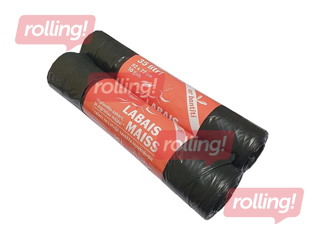 Suletavad prügikotid Labais Maiss, 35 l, 33 mikronit, 10 tk, must