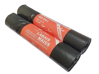 Zipped garbage bags Right Bag, 60l, 33 microns, 10pcs, black 